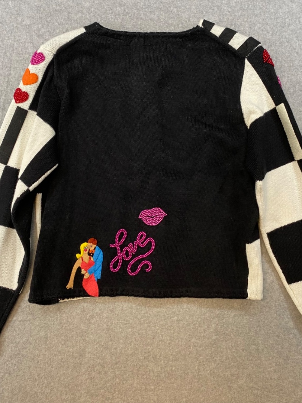 NEW! Vintage Michael Simon Cardigan S • LOVE Beaded Embroidered • Art - Picture 9 of 11